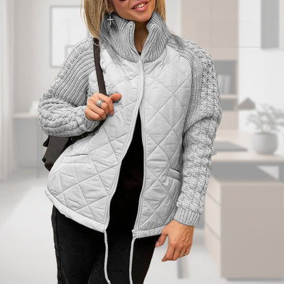 Chaqueta acolchada de patchwork de punto para mujer